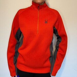 Spyder men's quarter zip pullover - bright orange/red